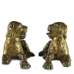 16th Century Pair of Gilt Lion Figures from Germany Nuremberg