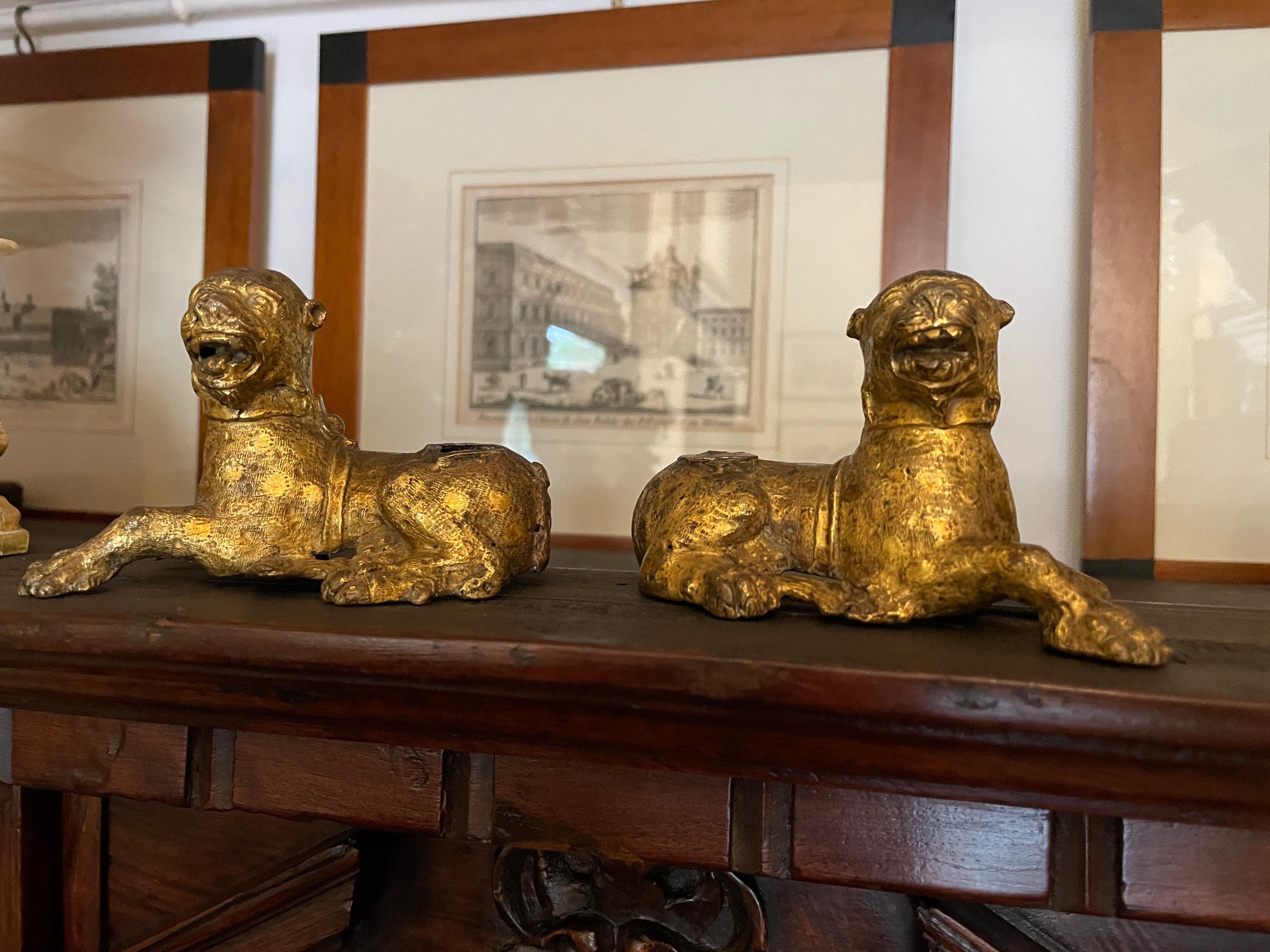 16th Century Pair of Gilt Lion Figures from Germany Nuremberg For Sale 1