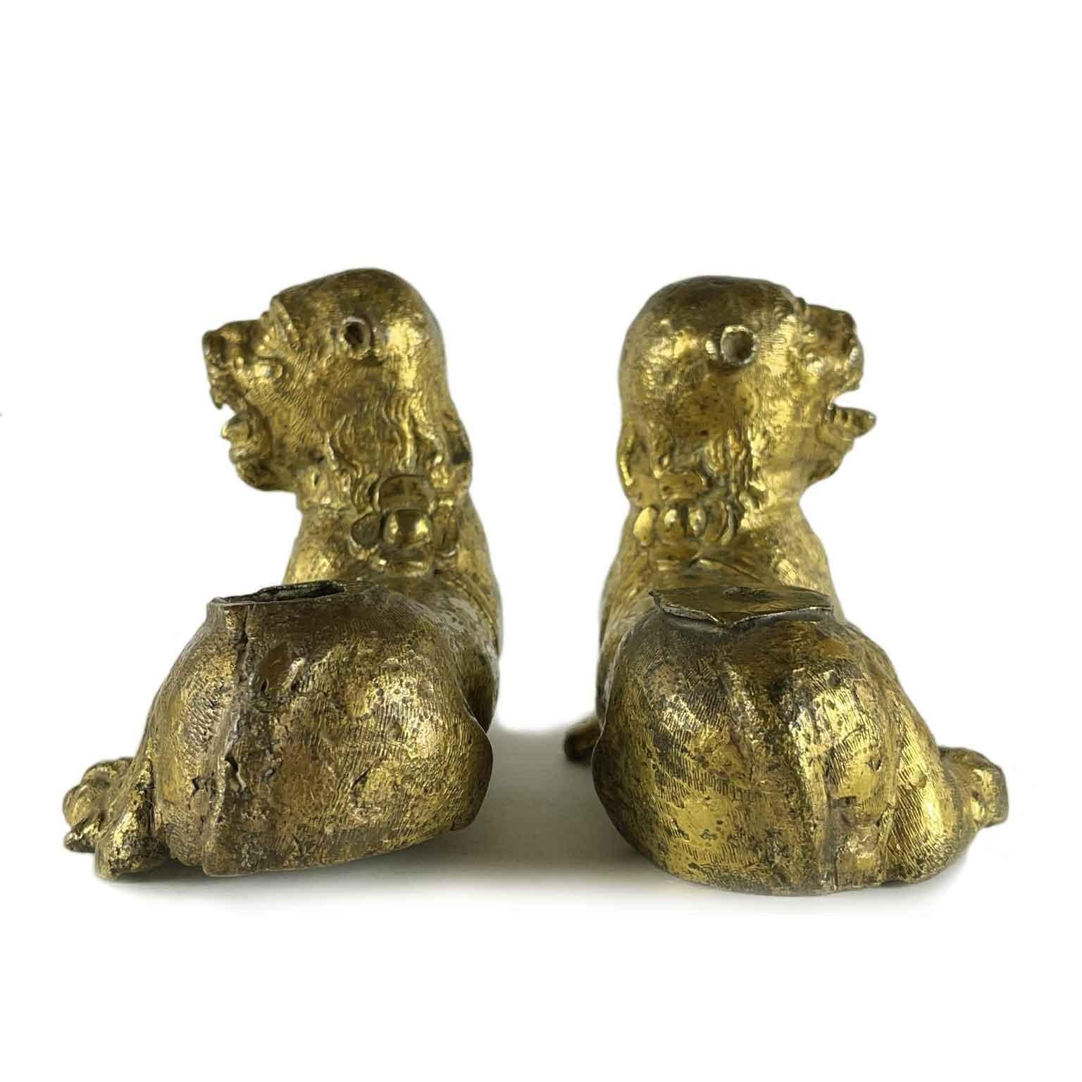 16th Century Pair of Gilt Lion Figures from Germany Nuremberg For Sale 2