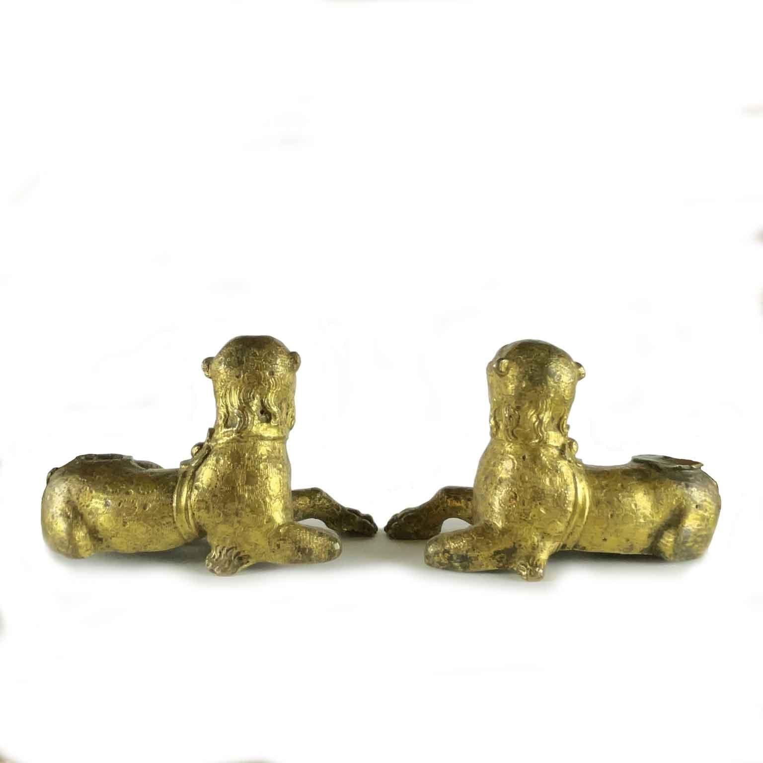 16th Century Pair of Gilt Lion Figures from Germany Nuremberg For Sale 3