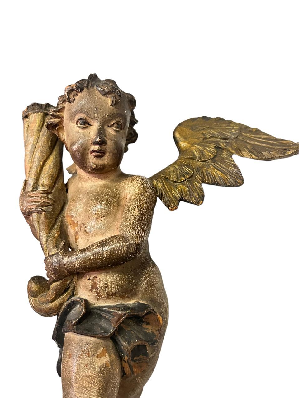 16th Century Pair of Italian Candlesticks of Cherubs For Sale 5