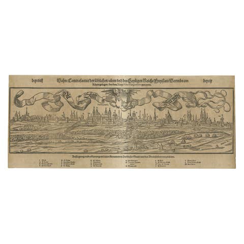 16th-Century Panoramic View of Worms: A Woodcut from Sebastian Münster's