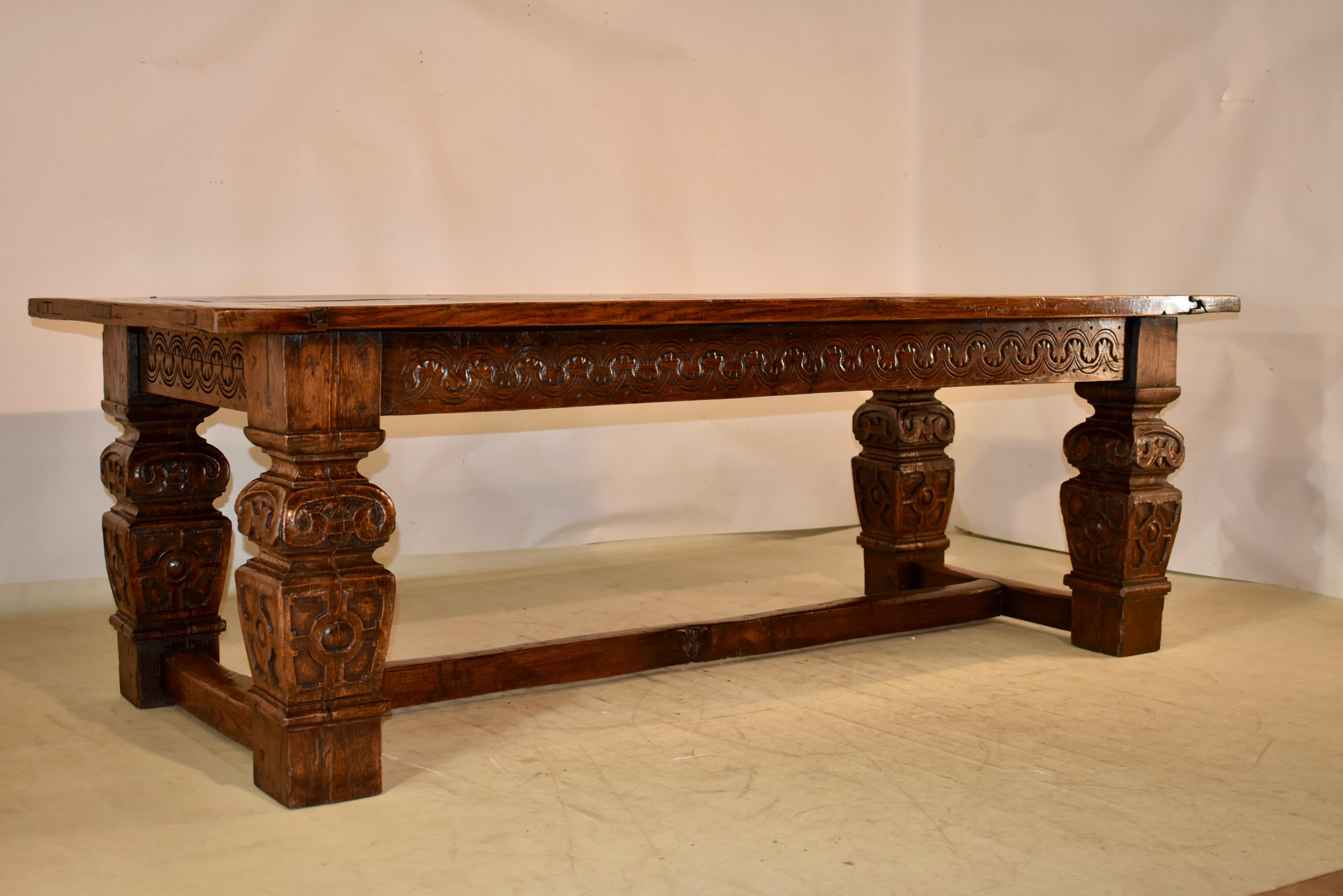 Hand-Carved 16th Century Period Elizabethan Carved Table of Substantial Size For Sale