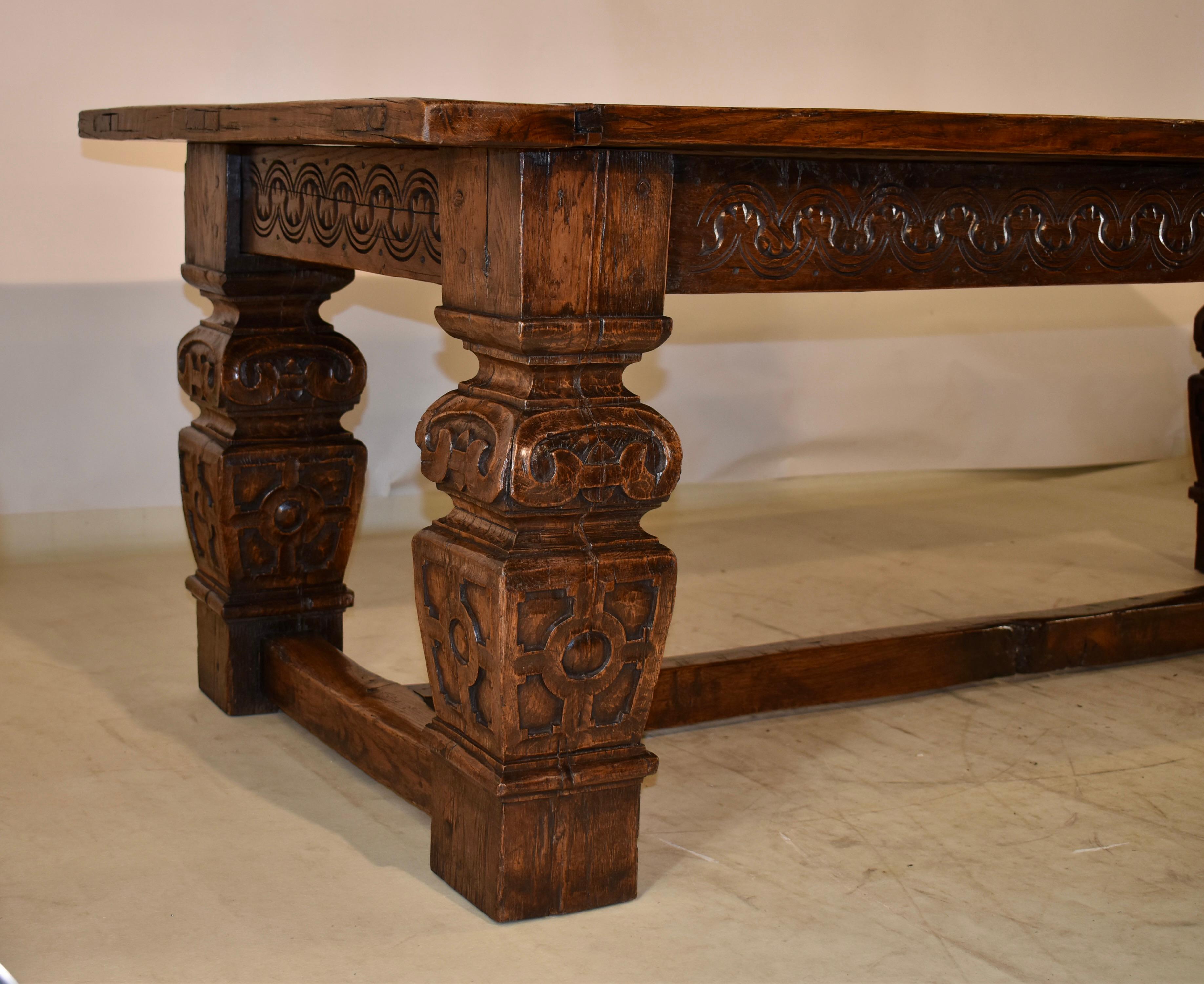 16th Century Period Elizabethan Carved Table of Substantial Size In Good Condition For Sale In High Point, NC