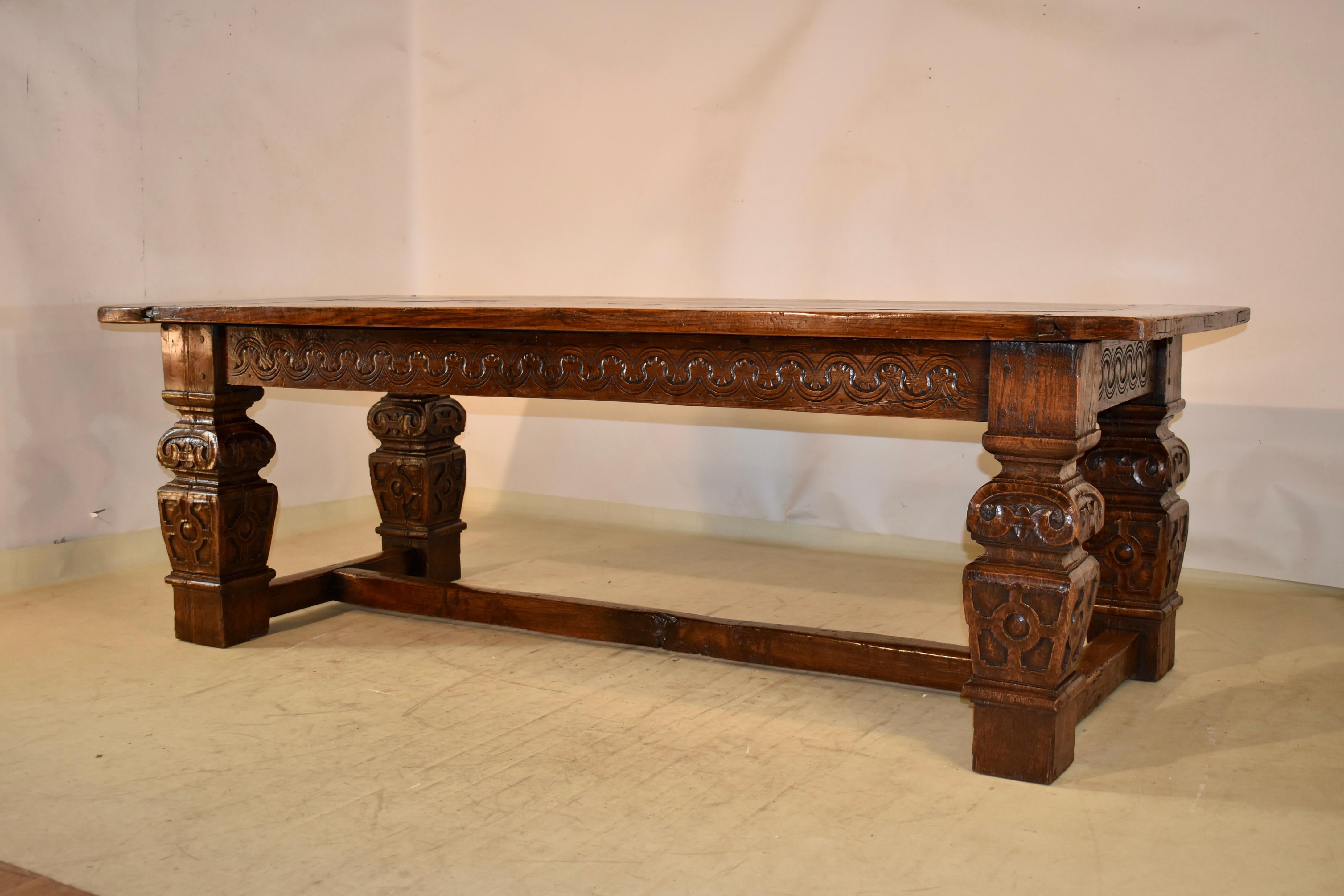 18th Century and Earlier 16th Century Period Elizabethan Carved Table of Substantial Size For Sale