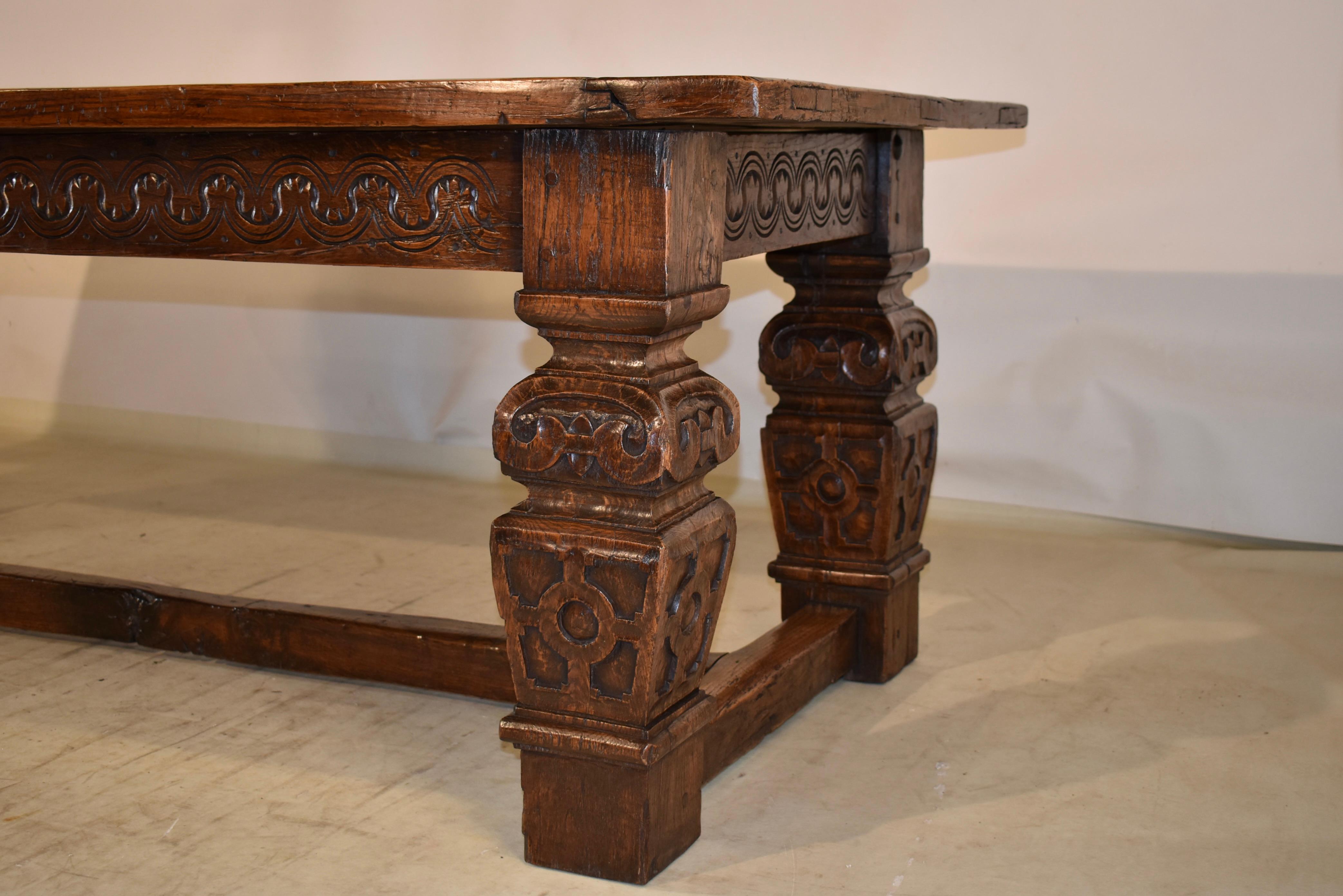 Oak 16th Century Period Elizabethan Carved Table of Substantial Size For Sale