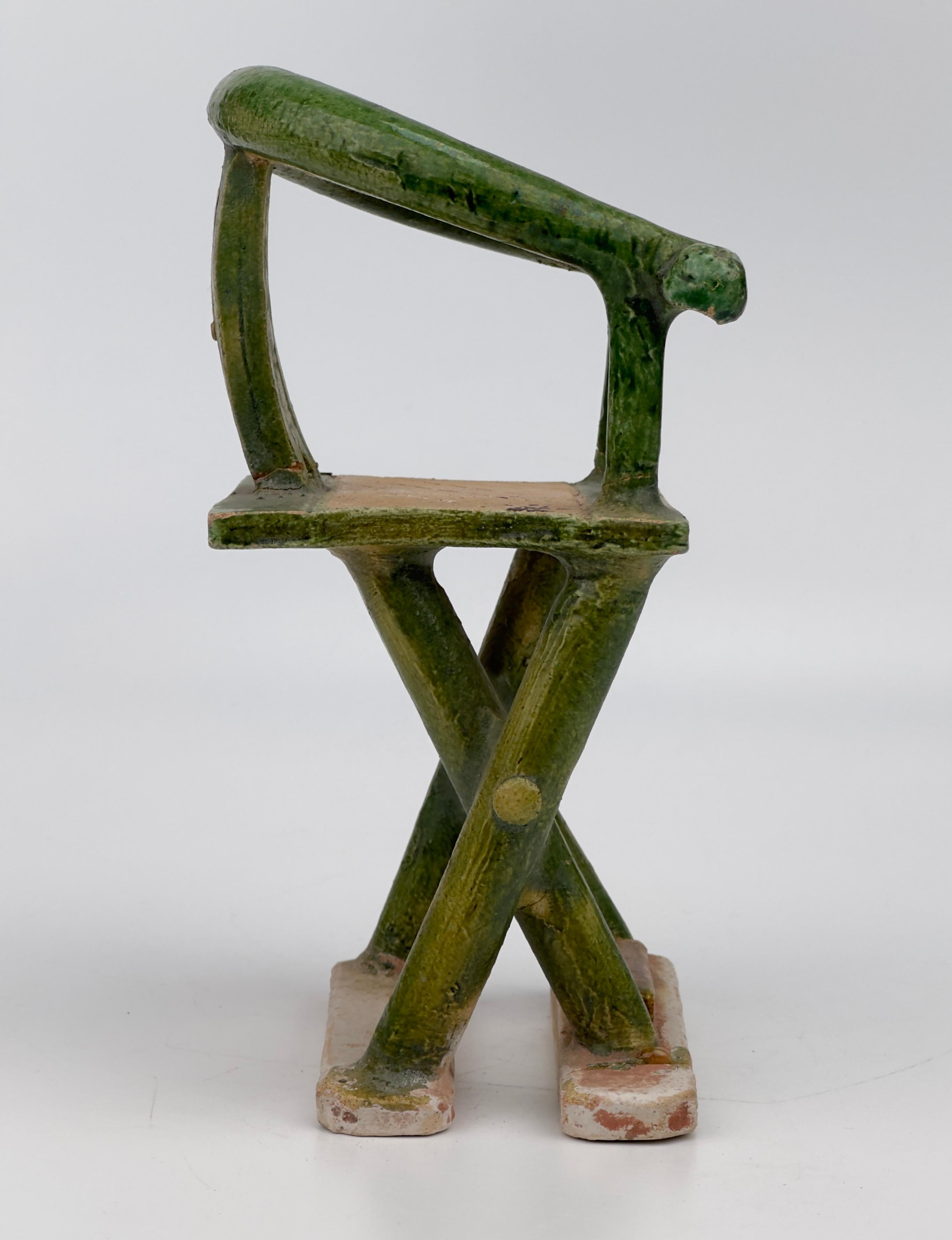 Glazed 16th Century Pottery Model of a Folding Chair, Ming dynasty For Sale