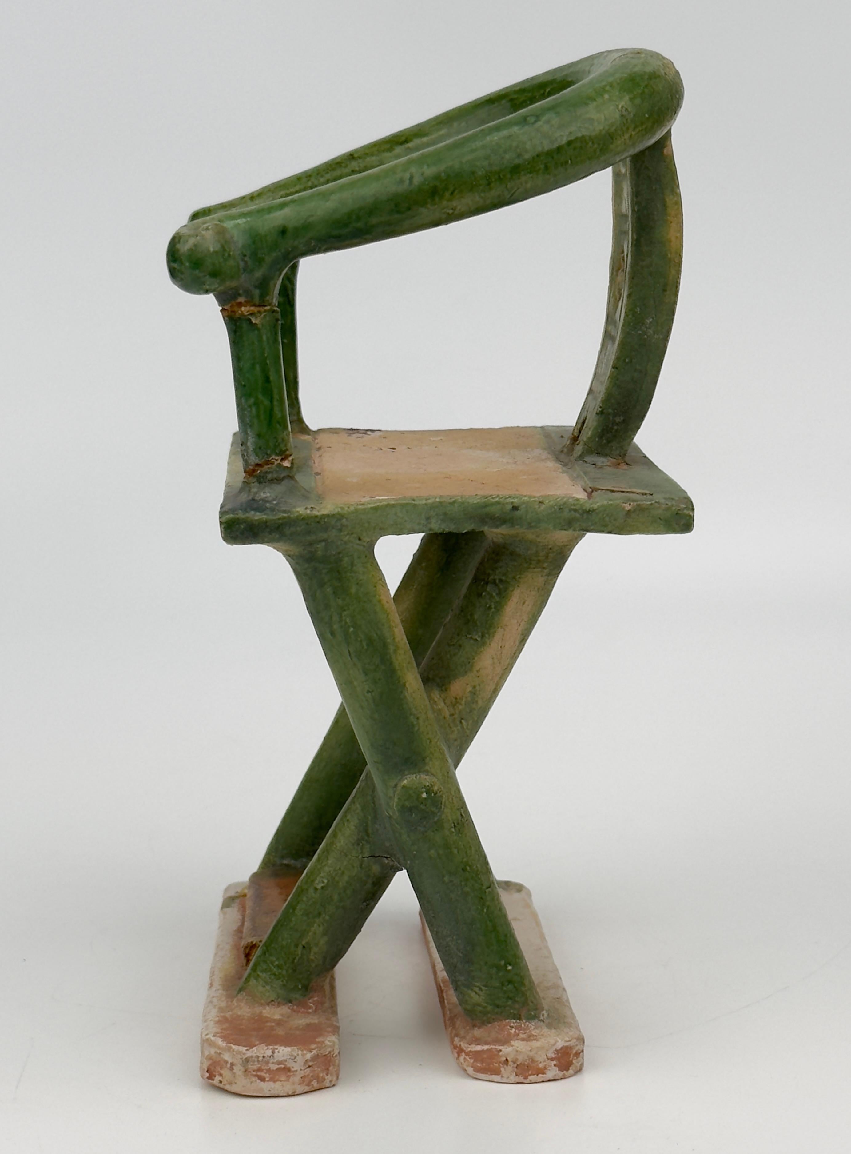 18th Century and Earlier 16th Century Pottery Model of a Folding Chair, Ming dynasty For Sale