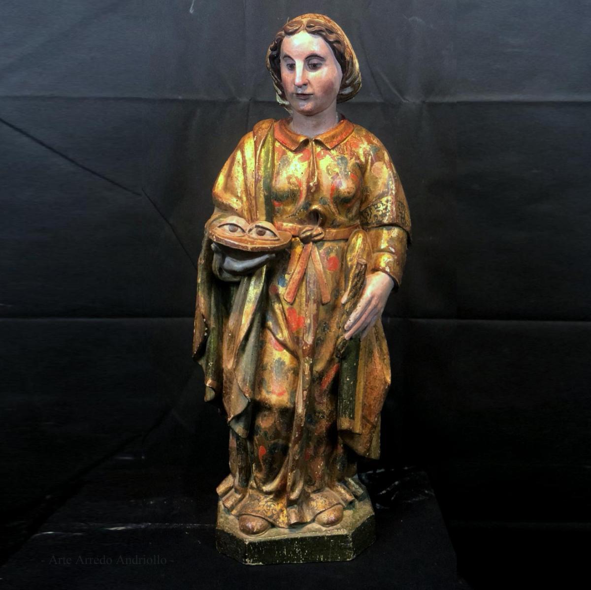18th Century and Earlier 16th Century Rare Sculpture Representing Saint Lucia