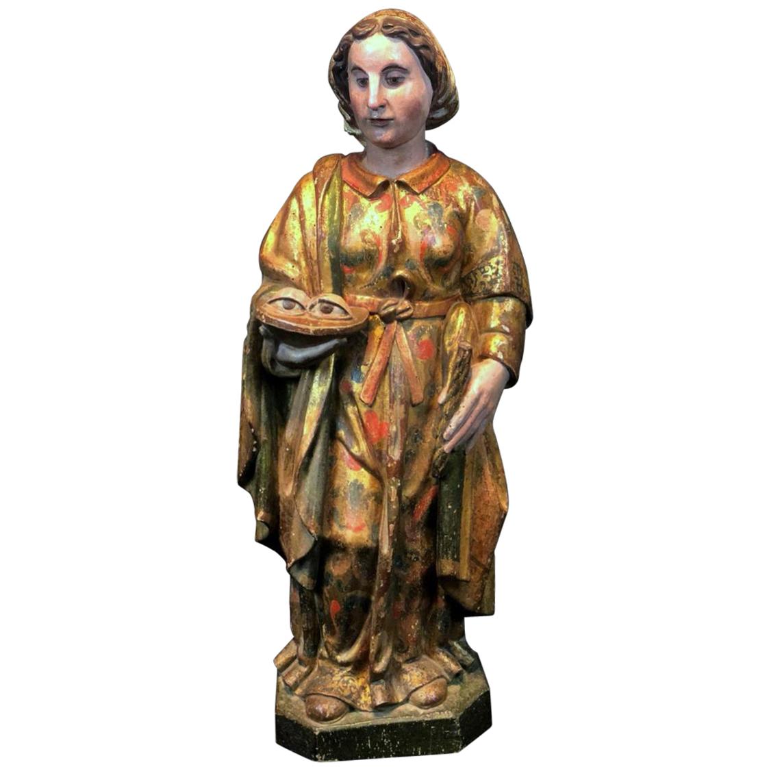 16th Century Rare Sculpture Representing Saint Lucia