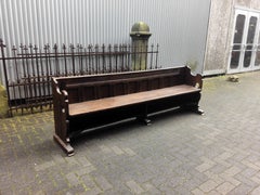 16th Century Renaissance German Solid Carved Profiled Oak Skids Feet Bench