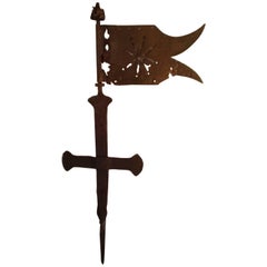 16th Century Renaicance Weather Vane in Forged Iron Black Smith Art