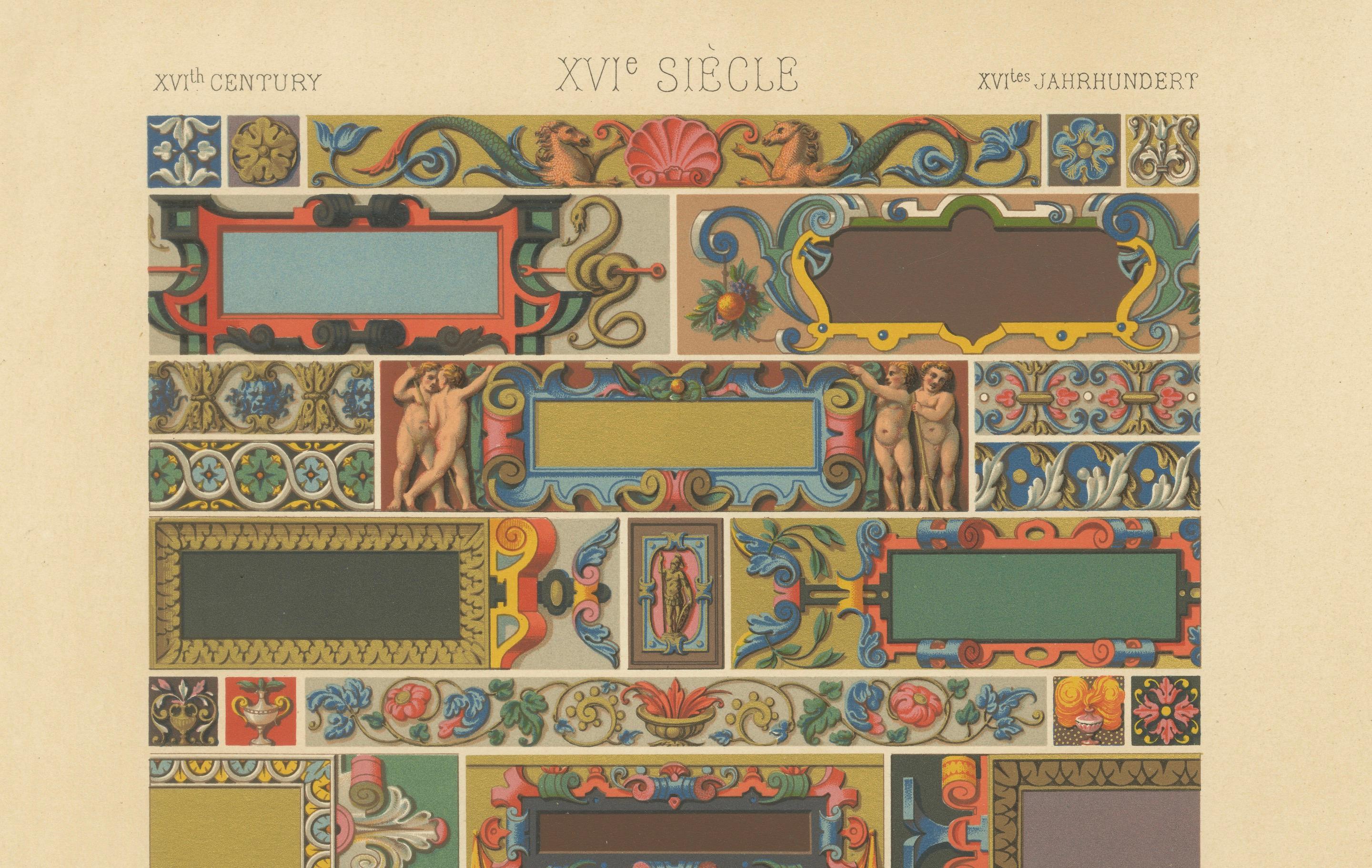 Bordures Renaissance du XVIe siècle - Panneaux ornementaux, planche LXXI, 1869 Bon état - En vente à Langweer, NL