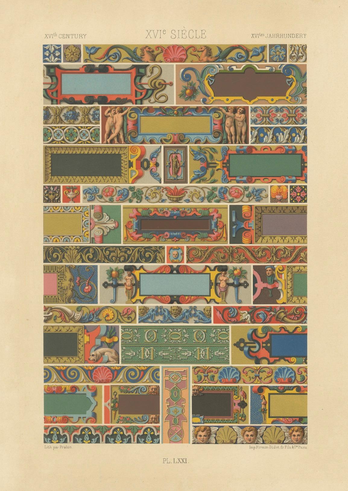 Bordures Renaissance du XVIe siècle - Panneaux ornementaux, planche LXXI, 1869 en vente 2