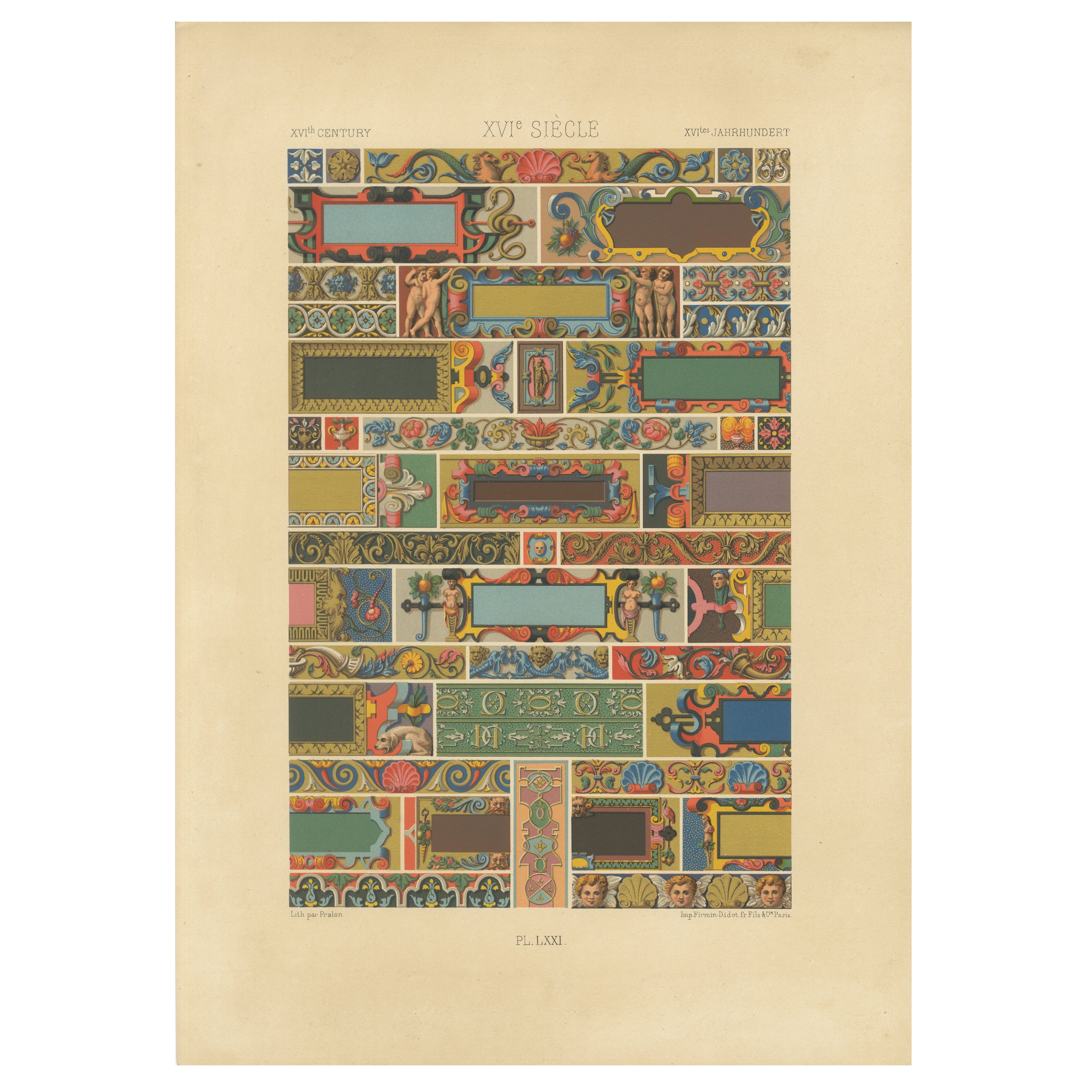 Bordi rinascimentali del XVI secolo - Pannelli ornamentali, Piastra LXXI, 1869