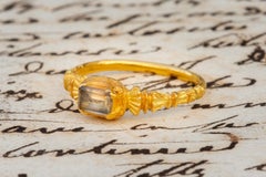 16th Century Renaissance Gold Ring with Table Cut Rock Crystal 22K Gold