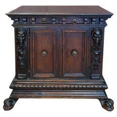 Vintage 16th CENTURY RENAISSANCE SMALL SIDEBOARD IN SOLID WALNUT