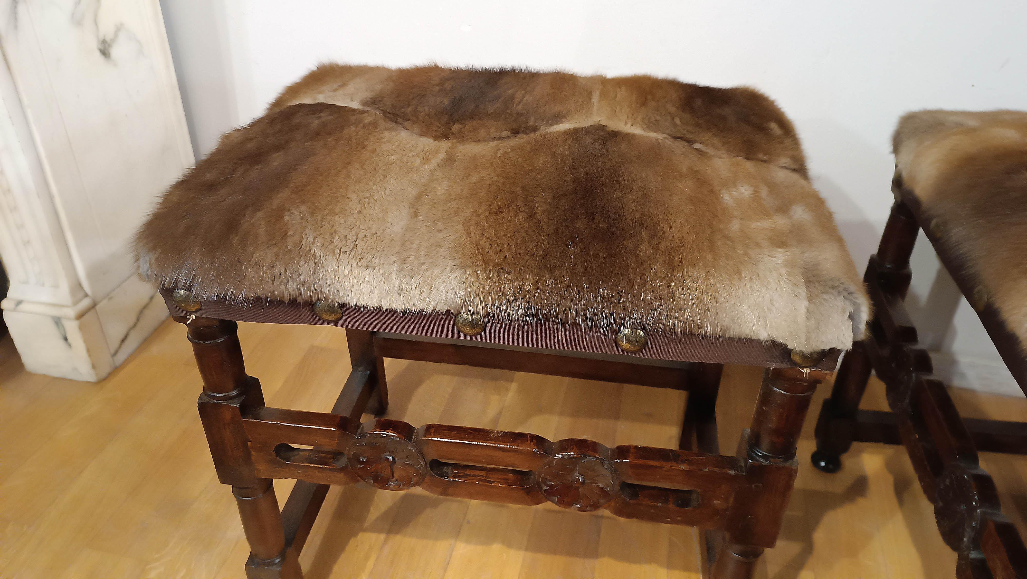 16th CENTURY RENAISSANCE STOOLS IN MINK For Sale 1