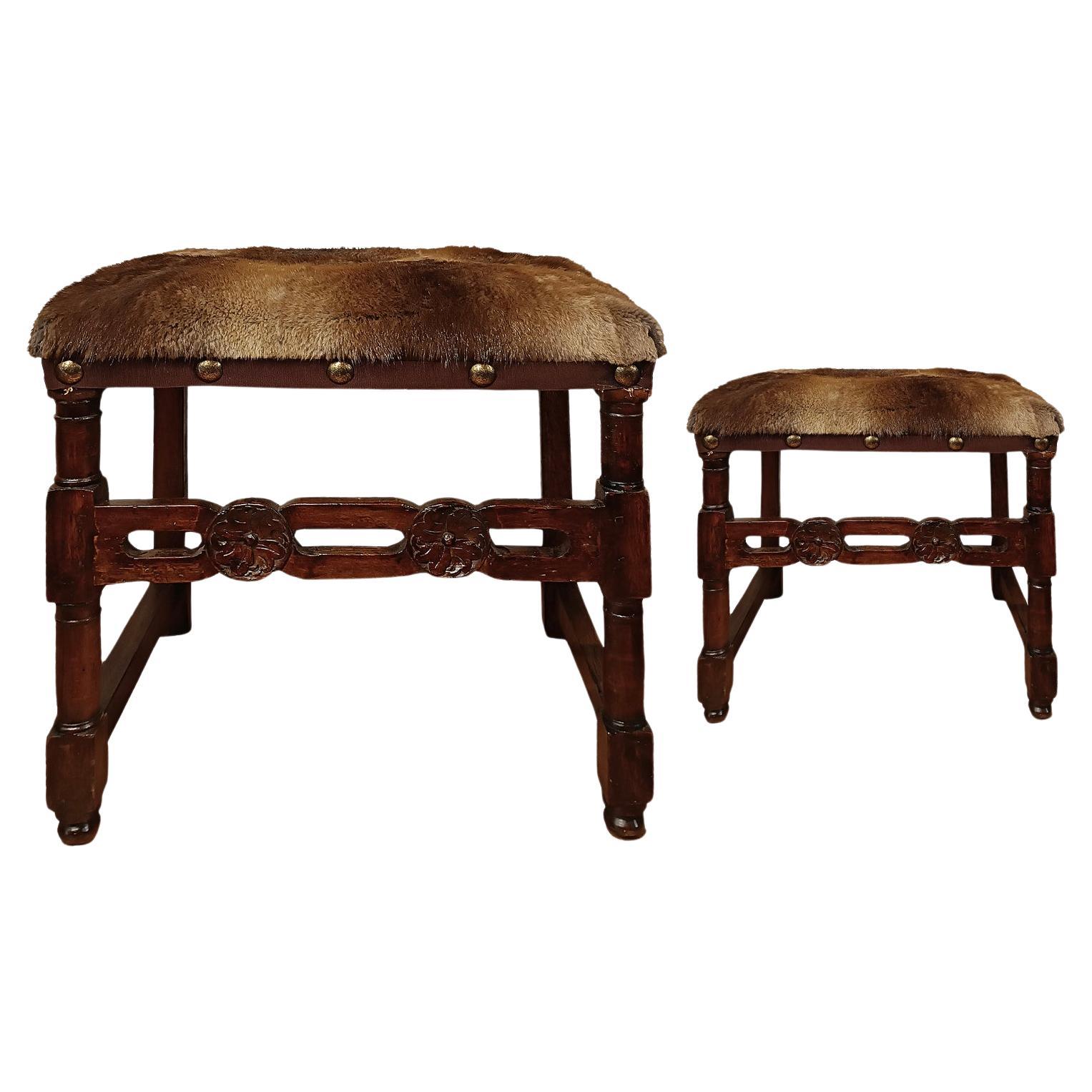 16th CENTURY RENAISSANCE STOOLS IN MINK For Sale