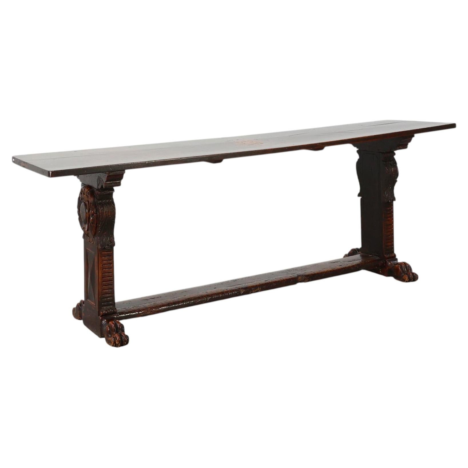 16th Century Renaissance walnut console table, Tuscan, Italy For Sale