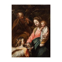 16th Century Rest from the Flight into Egypt Painting Oil on Canvas