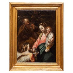 16th Century Rest from the Flight into Egypt Painting Oil on Canvas