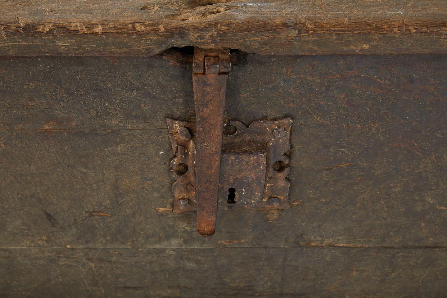 18th Century and Earlier 16th Century Riven Oak Clamp Front Chest