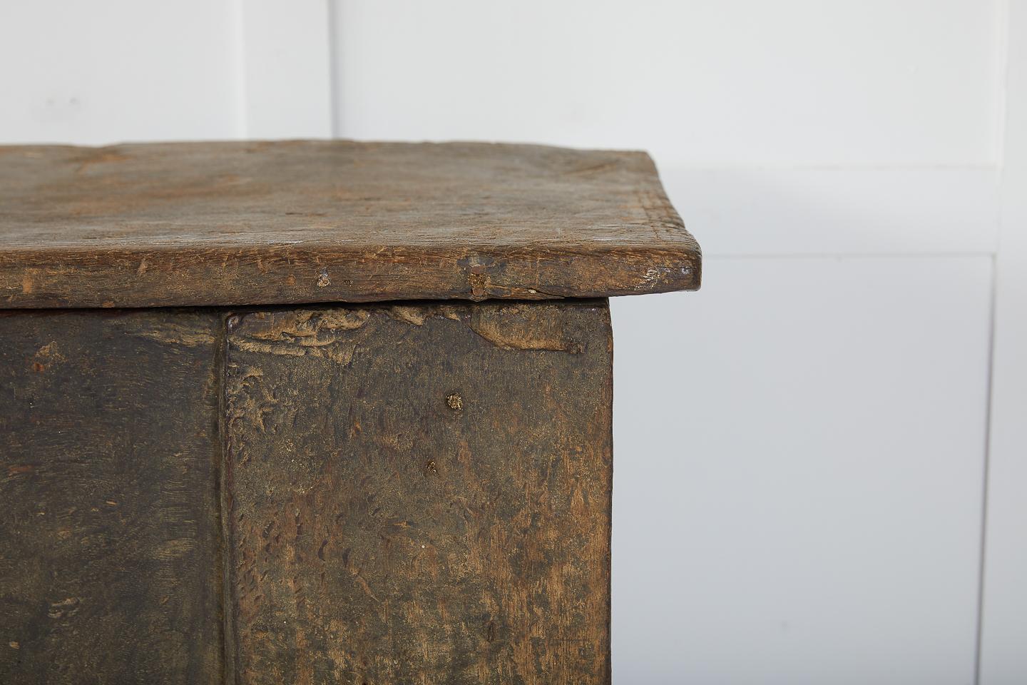 16th Century Riven Oak Clamp Front Chest 1