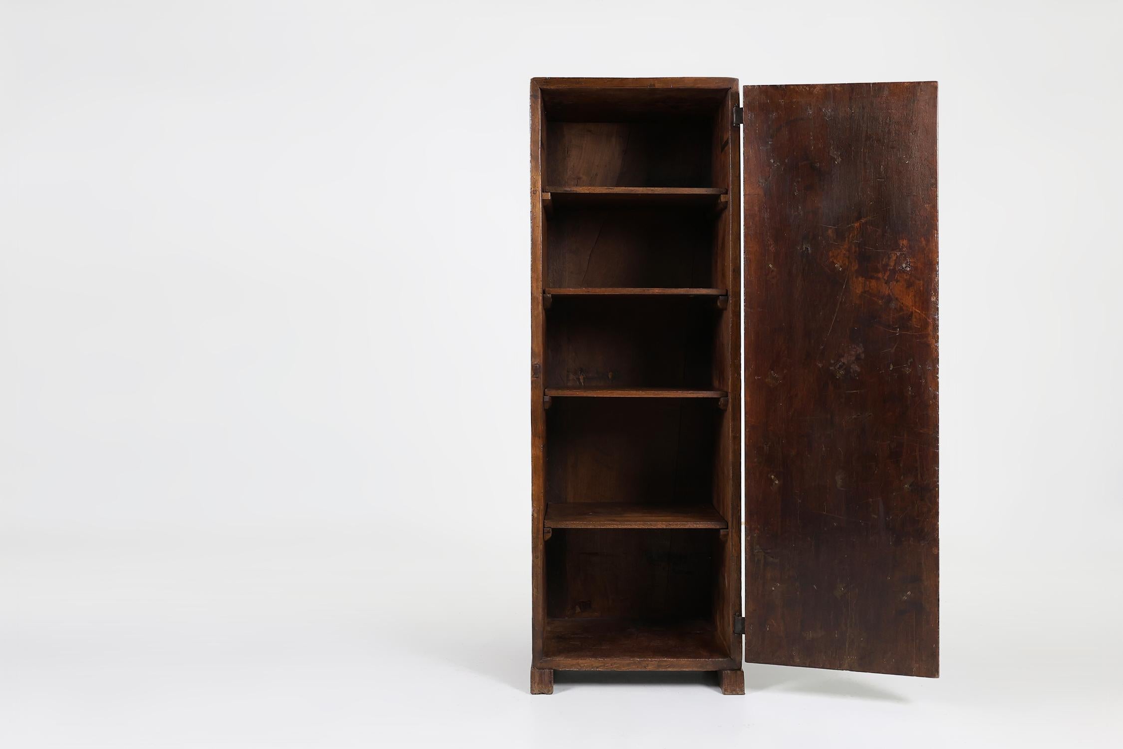 Hand-Carved 16th Century rustic cabinet in oak with ironwork, France
