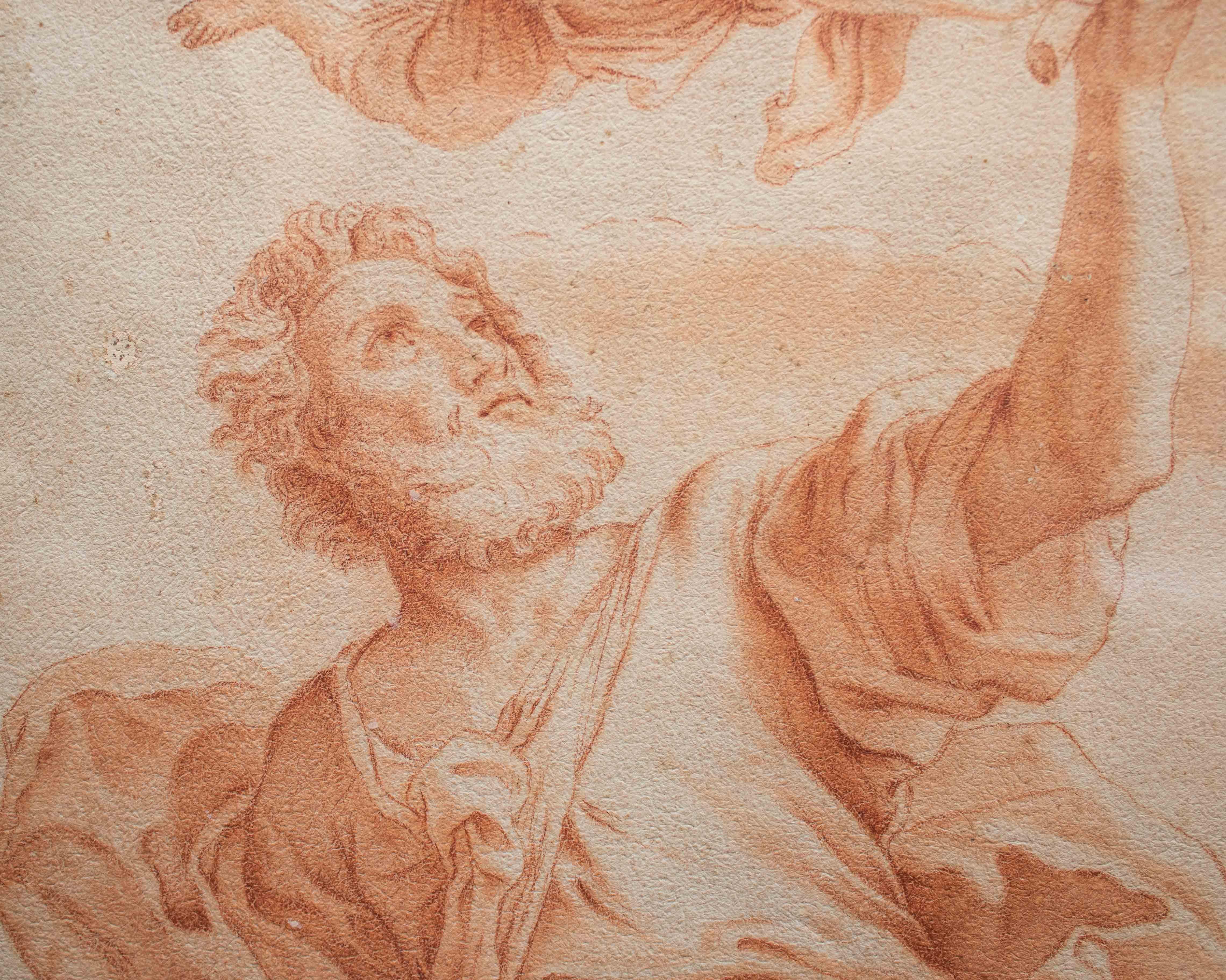 italien Sacrifice d'Isaac dessinant Sanguigne sur papier du 16e siècle en vente