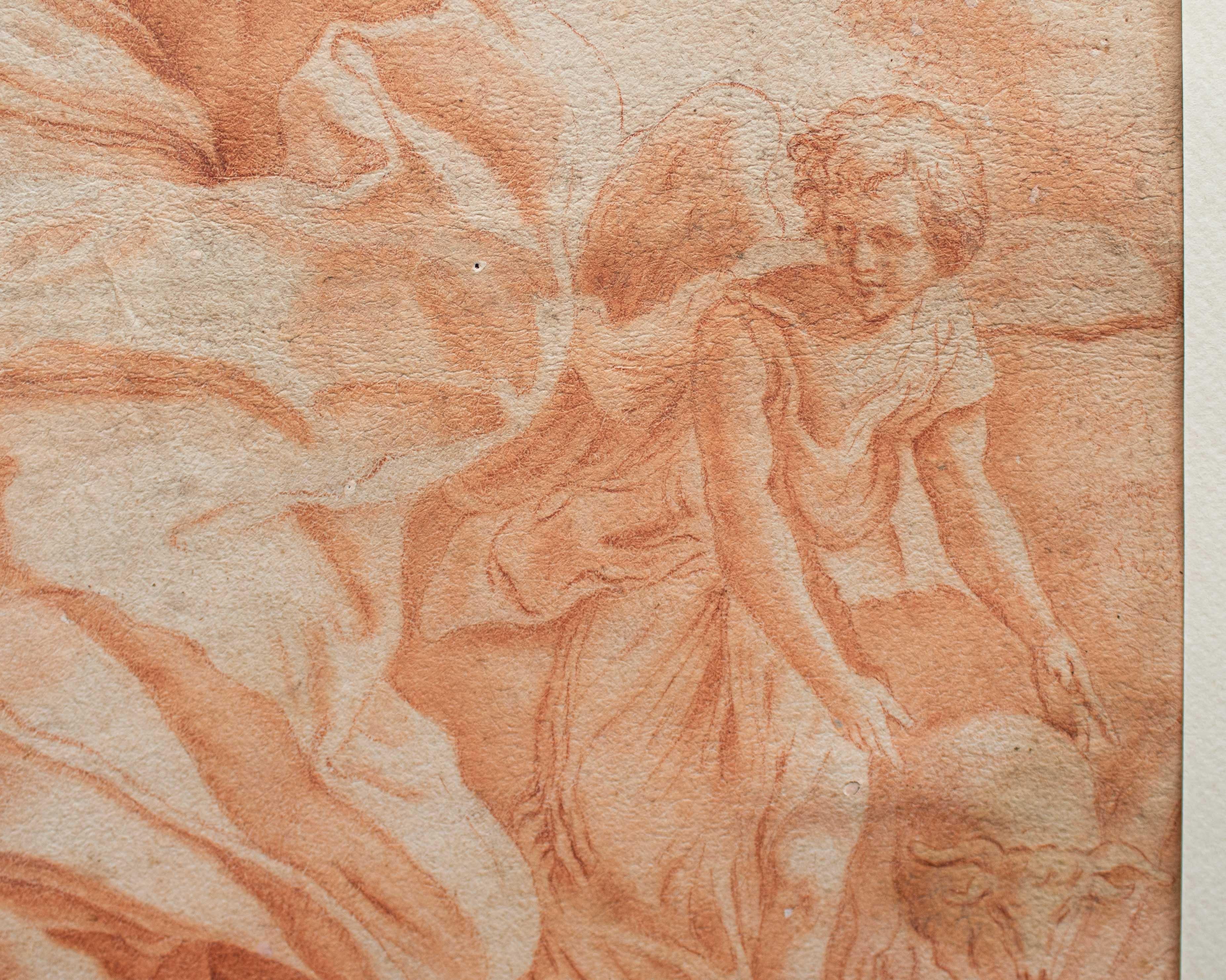 XVIIIe siècle et antérieur Sacrifice d'Isaac dessinant Sanguigne sur papier du 16e siècle en vente