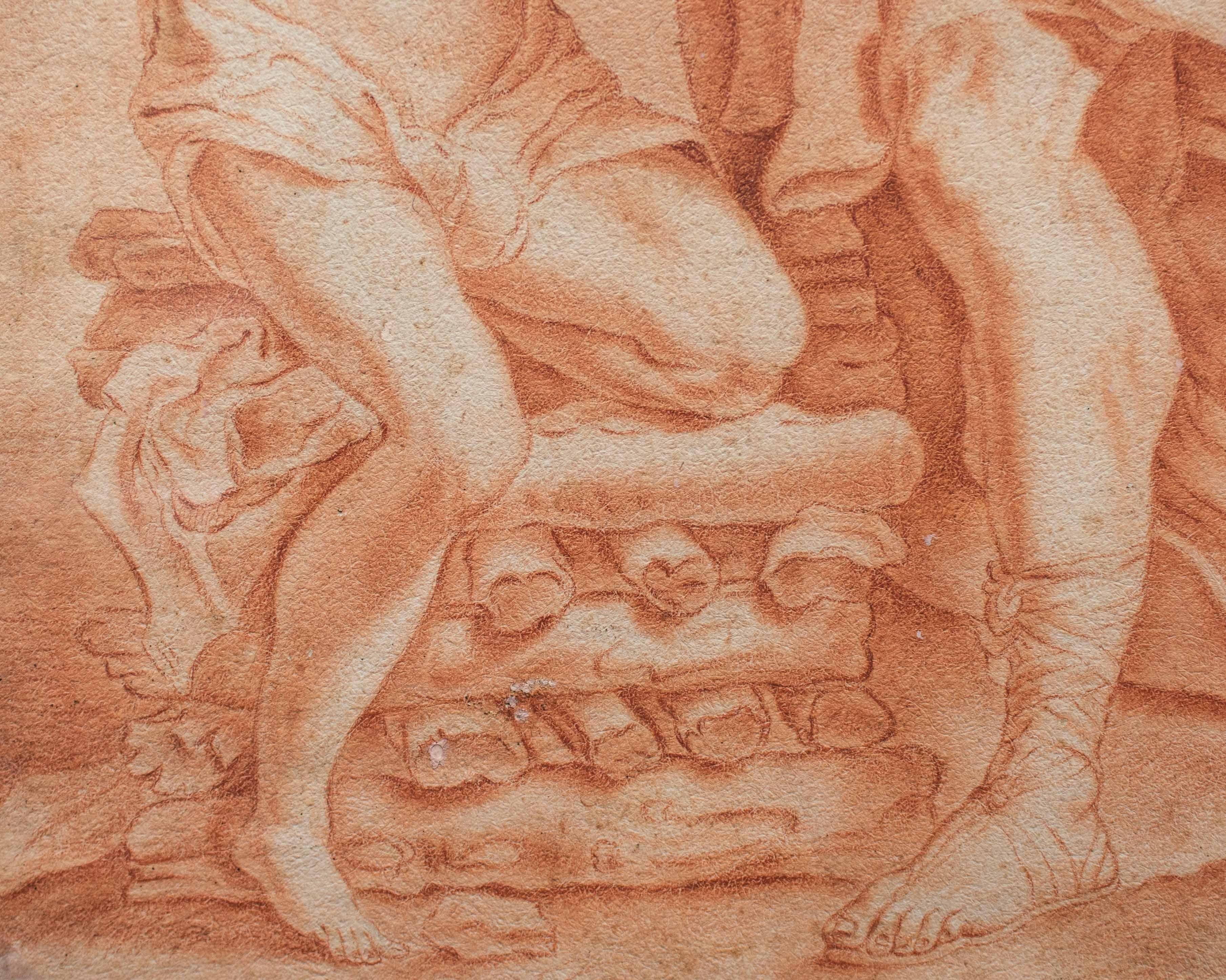 18th Century and Earlier 16th Century Sacrifice of Isaac Drawing Sanguigne on Paper