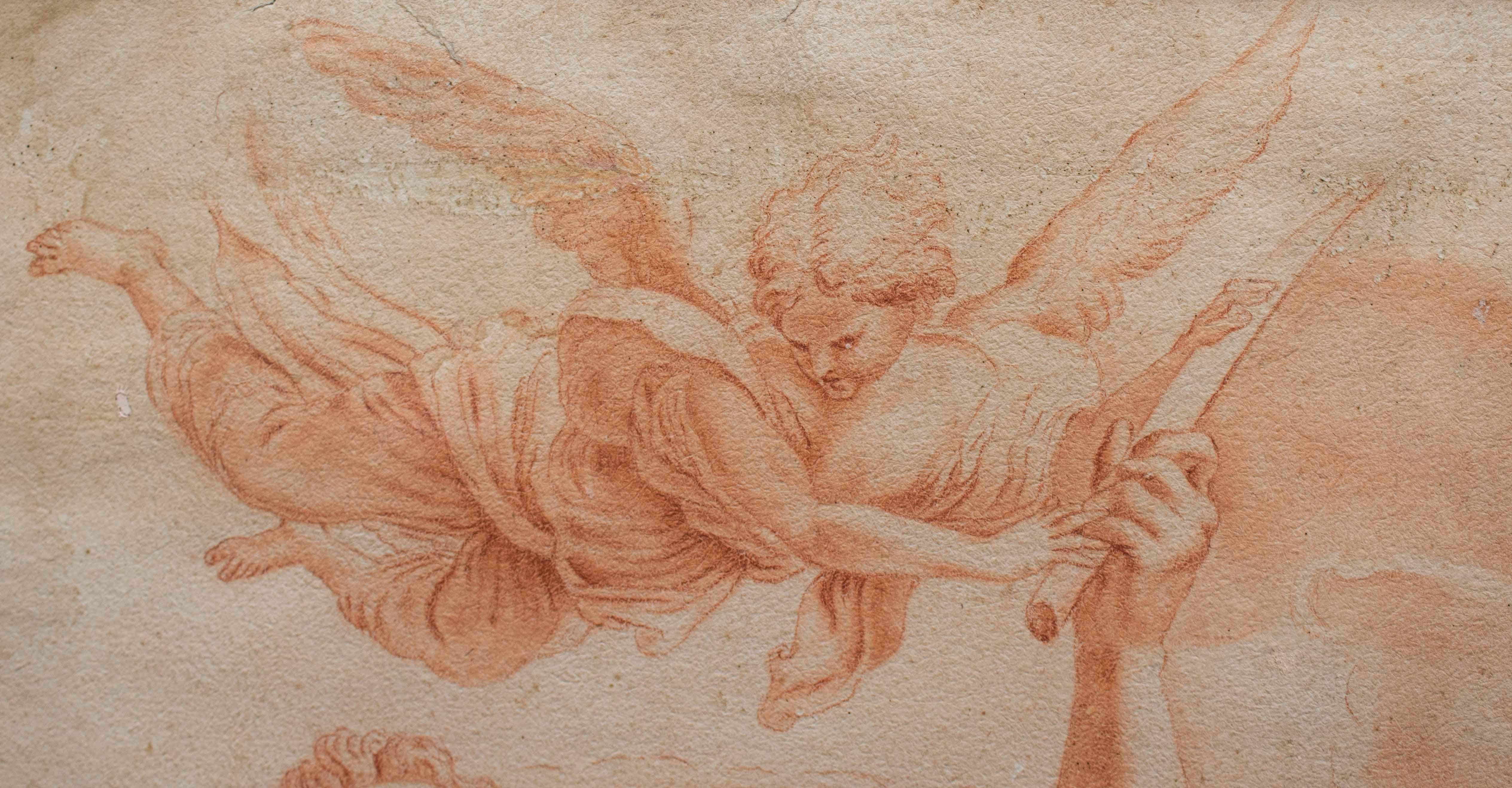Sacrifice of Isaac, Zeichnung Sanguigne auf Papier, 16. Jahrhundert im Angebot 3