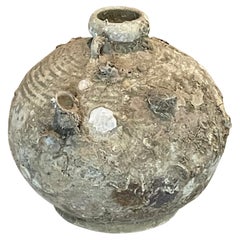 Antique 16th Century Sawankhalok Shipwrecked Fossil Embedded Coconut Pot, Thailand