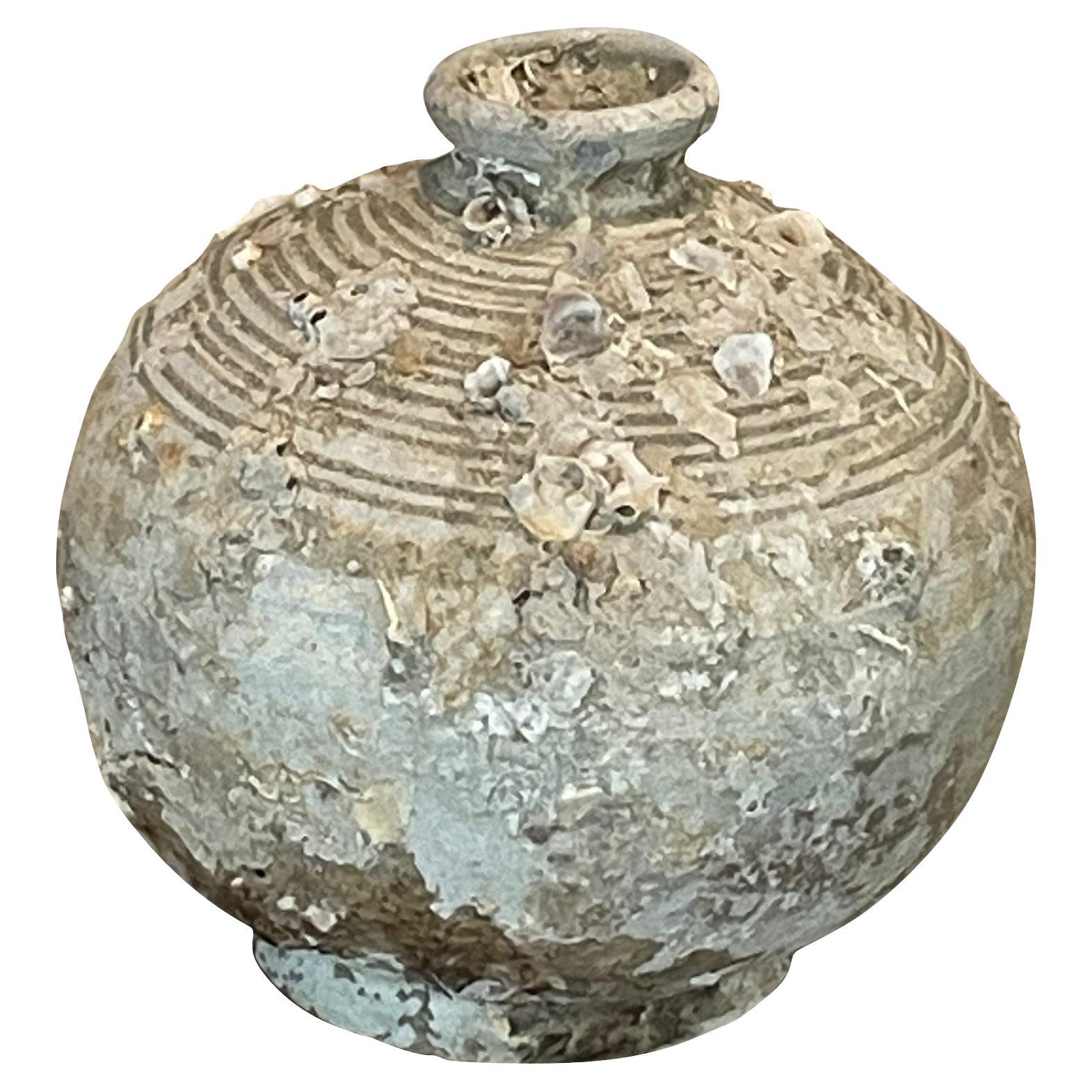 16th Century Sawankhalok Shipwrecked Fossil Embedded Coconut Pot, Thailand