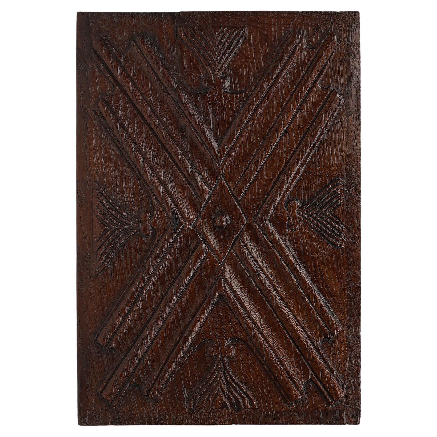 Panel gótico de roble esculpido del siglo XVI, Bélgica