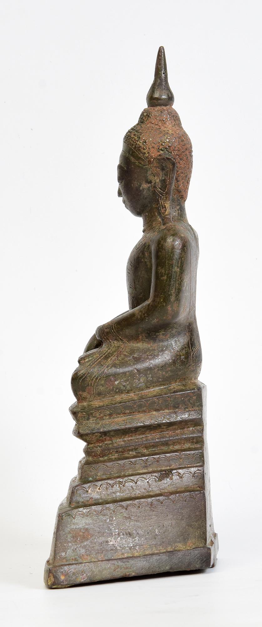 16th Century, Shan, Antique Burmese Bronze Seated Buddha 2