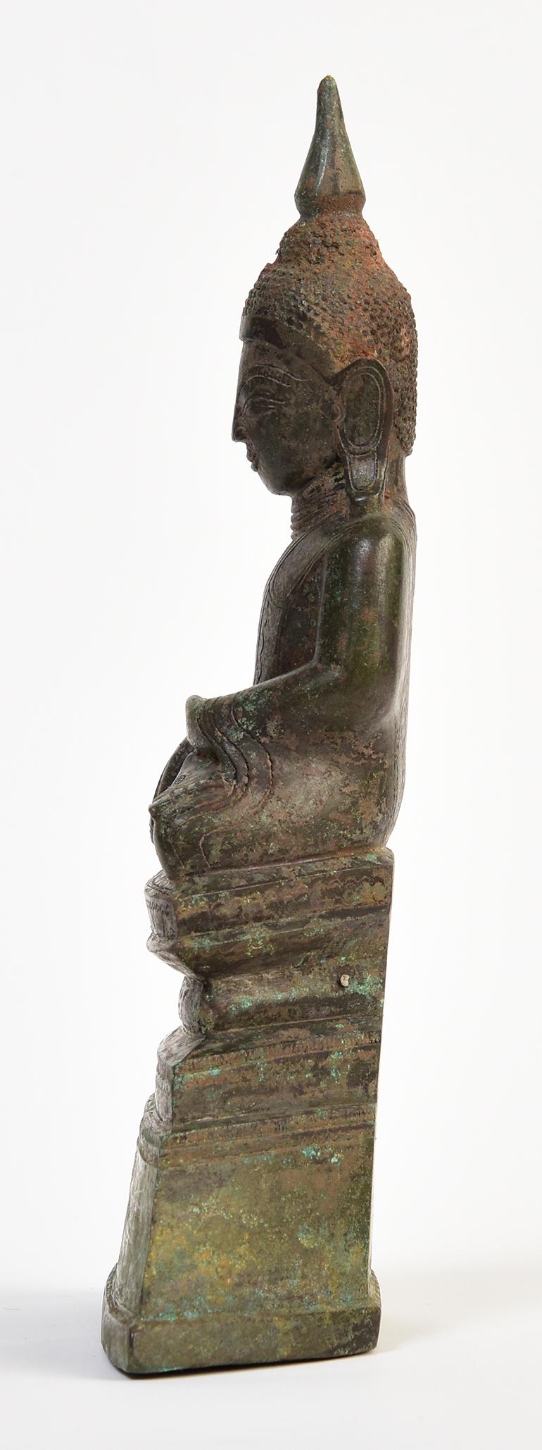 16th Century, Shan, Antique Burmese Bronze Seated Buddha 2