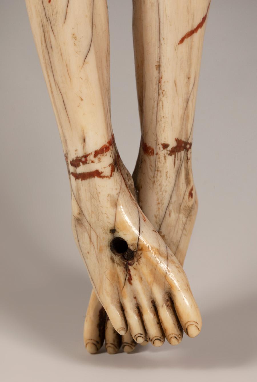 18th Century and Earlier 16th Century Sinhalese-Portuguese Polychrome Ivory Crucifix