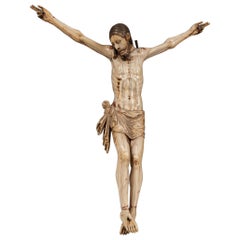 16th Century Sinhalese-Portuguese Polychrome Ivory Crucifix