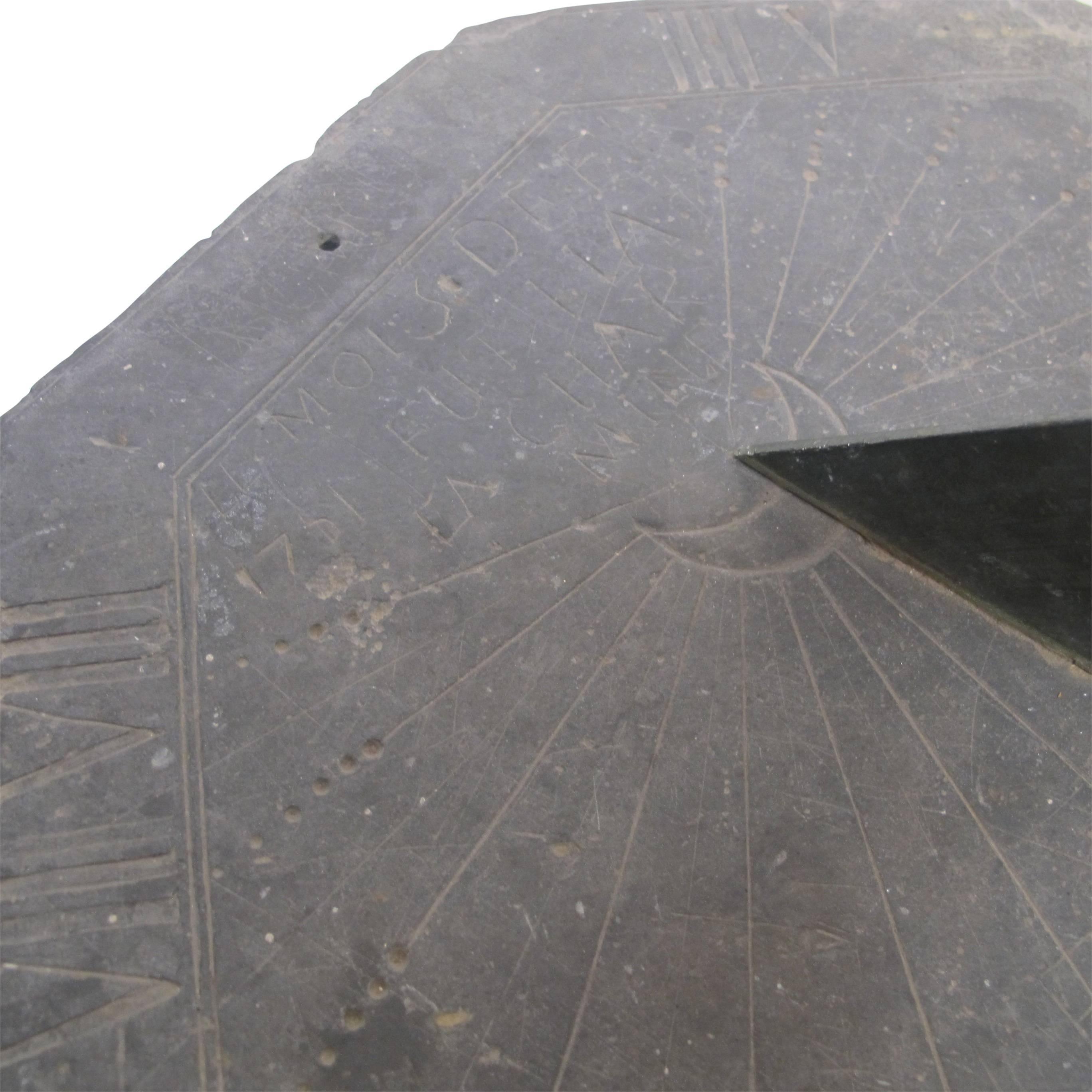 European 16th Century Slate Stone and Bronze Sundial