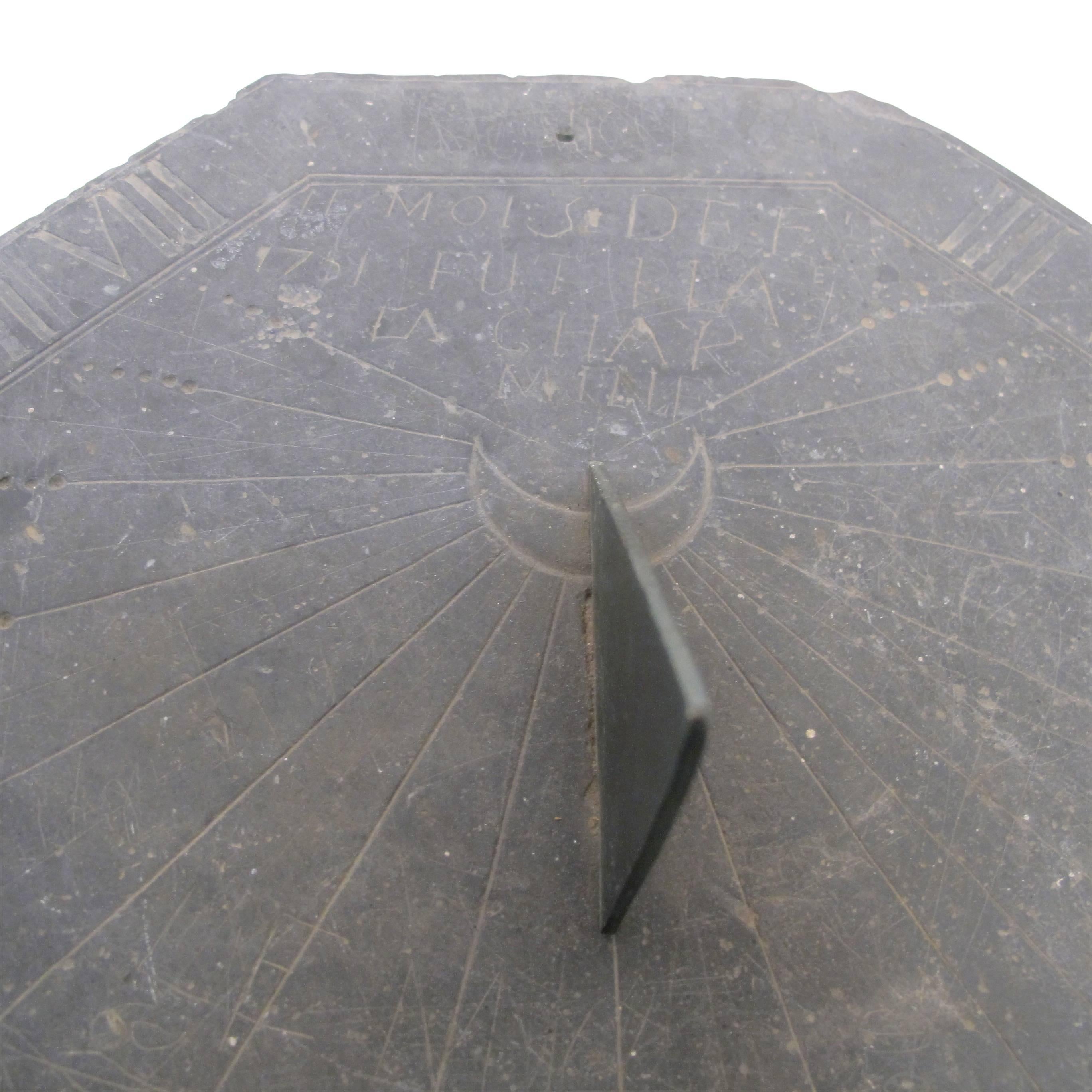 16th Century Slate Stone and Bronze Sundial 2
