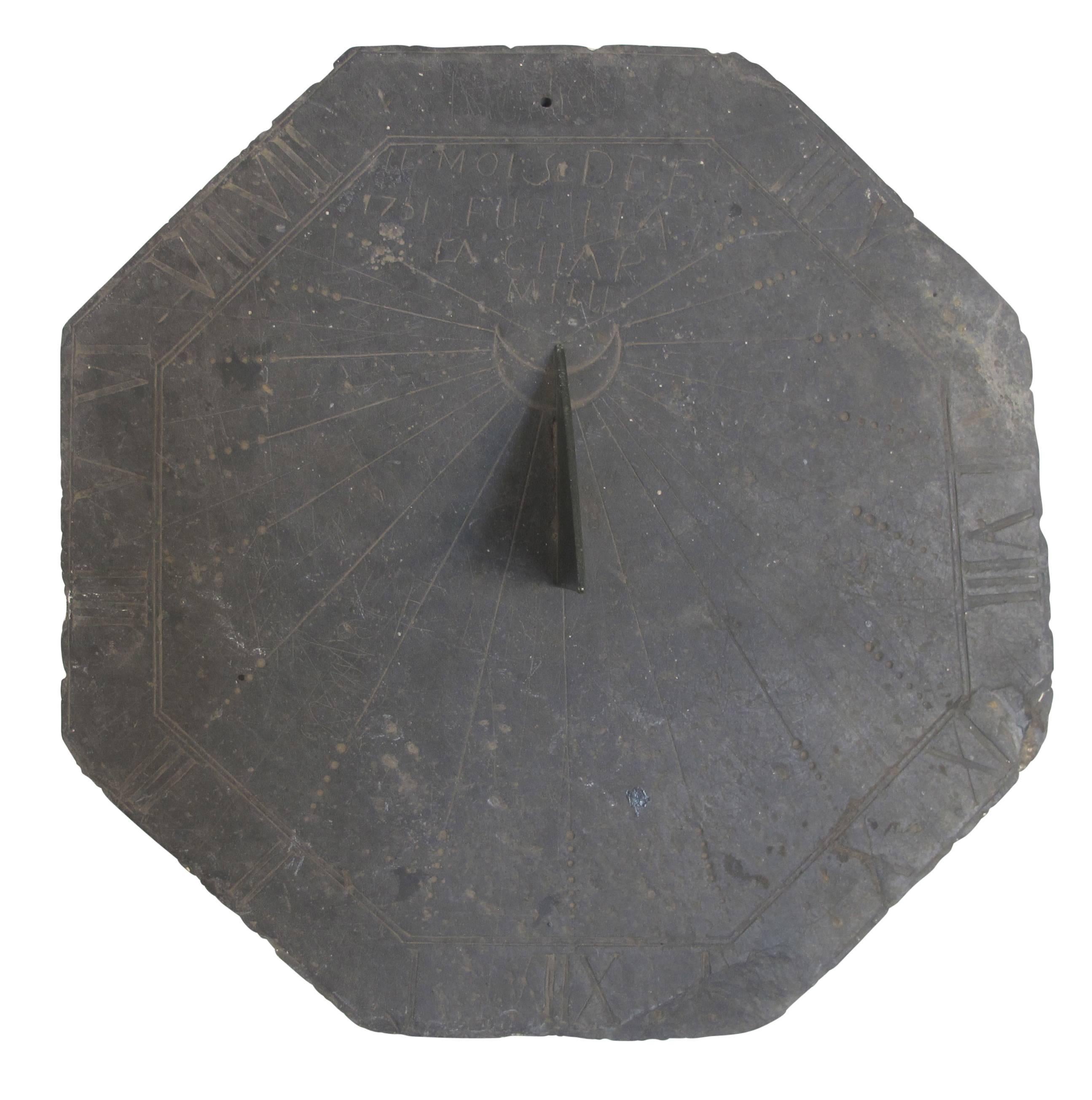 16th Century Slate Stone and Bronze Sundial 3