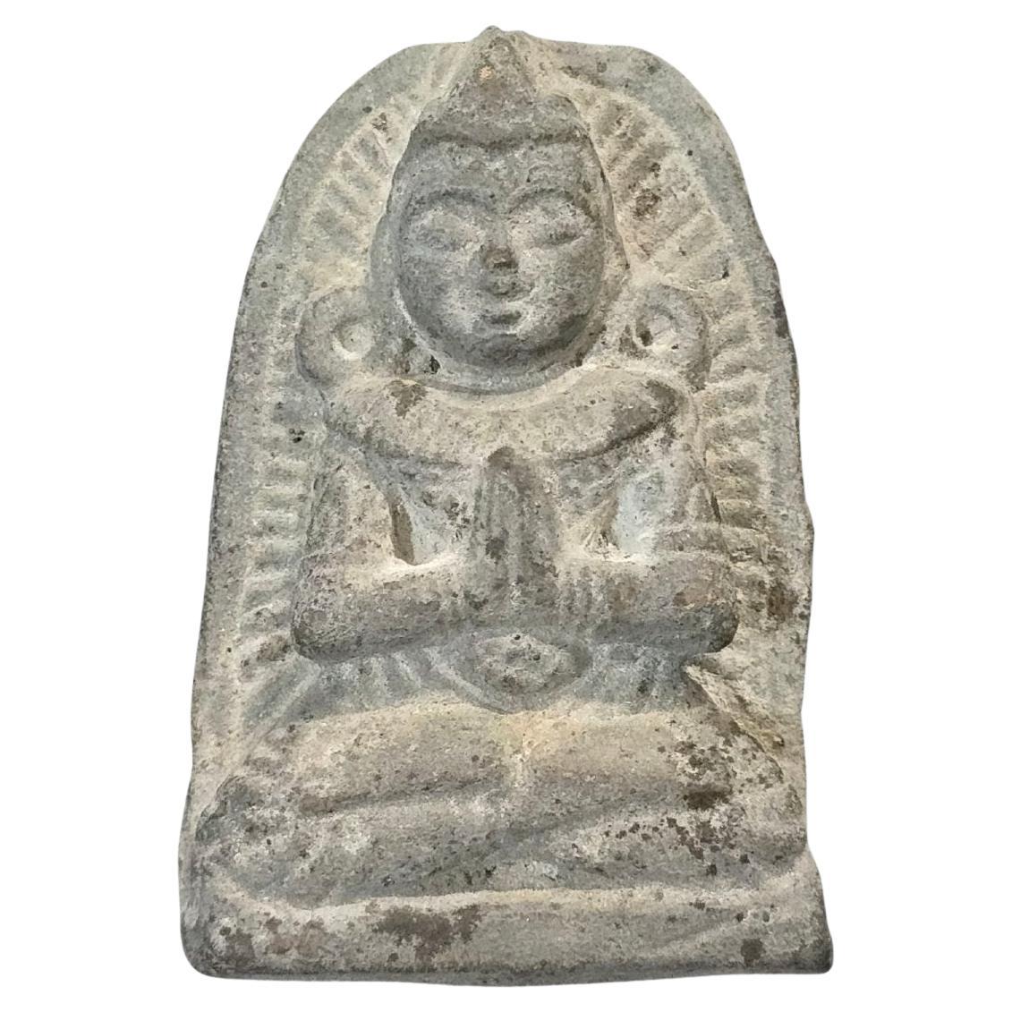 16th Century Southeast Asian Stone Buddha Amulet Plaque