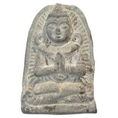 16th Century Southeast Asian Stone Buddha Amulet Plaque