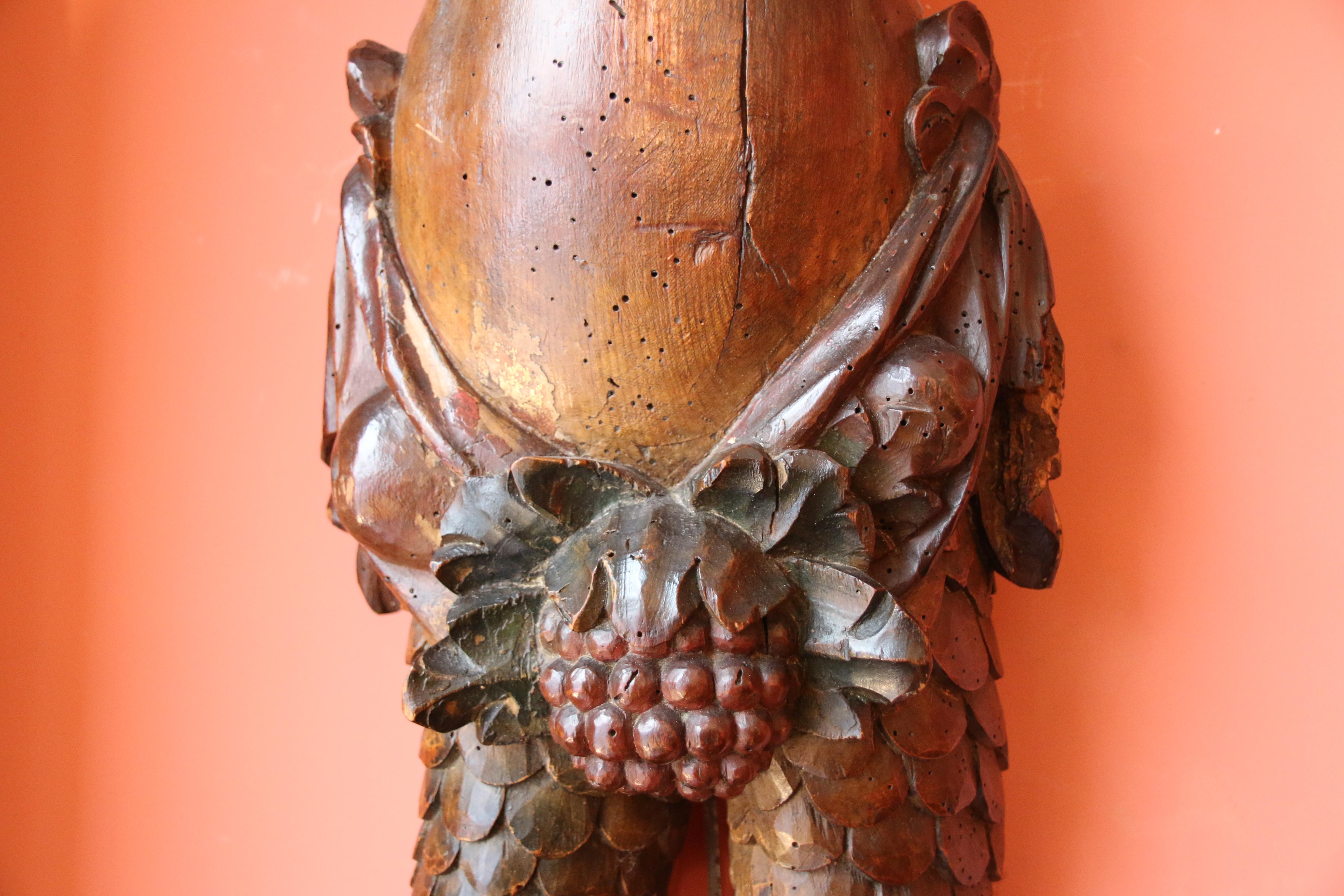 18th Century and Earlier 16th Century Southern Germany Carved Wood Bracket Depicting a Mermaid For Sale