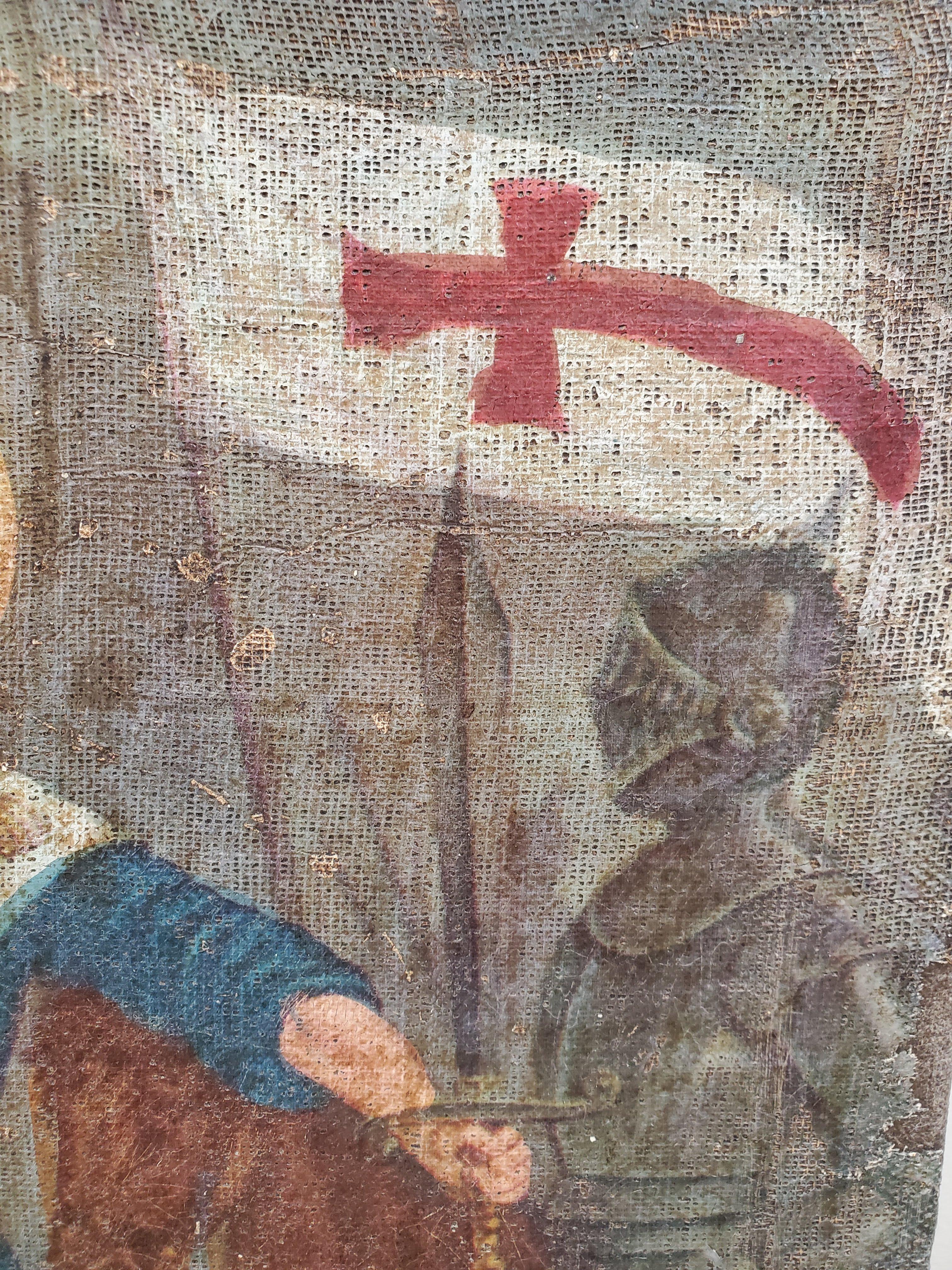 Canvas 16th Century Spanish Colonial Oil Painting