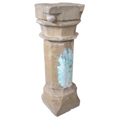 16th Century Spanish Hand Carved Stone Pedestal Column