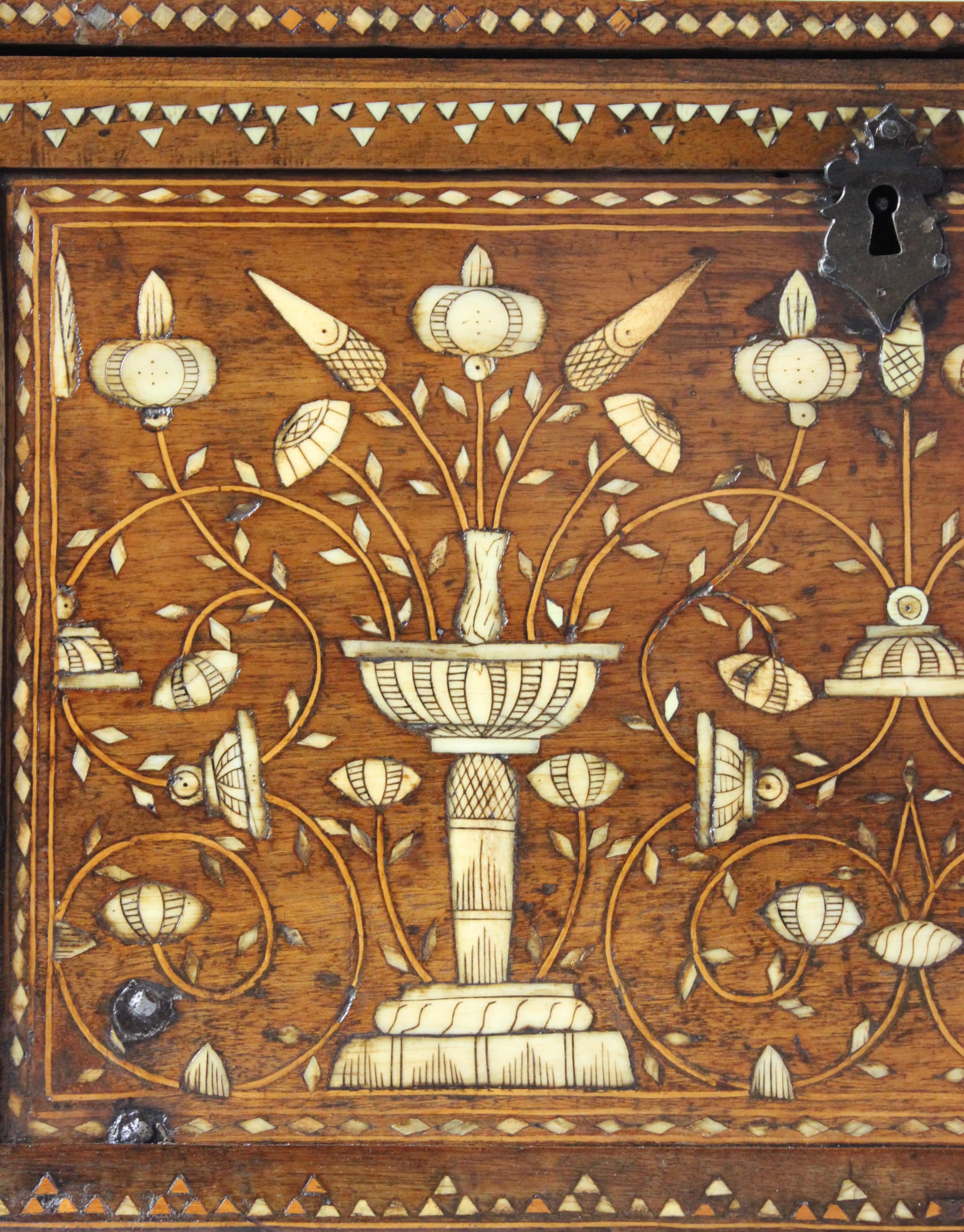 18th Century and Earlier  16th Century Spanish Walnut and Boxwood Table Cabinet, Circa 1580 For Sale