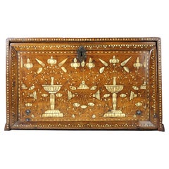16th Century Spanish Walnut and Boxwood Table Cabinet, Circa 1580